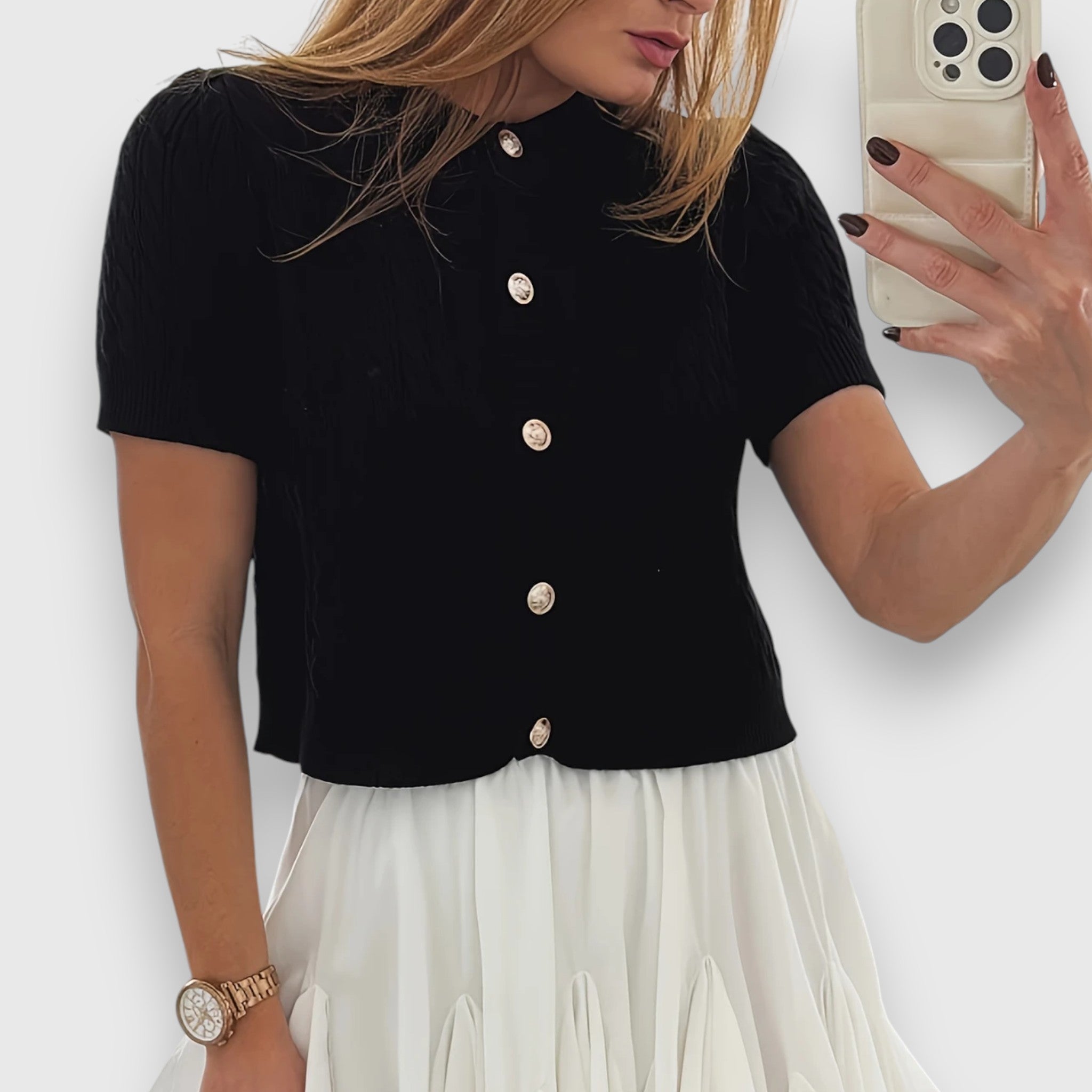 Maison La Veine™ | Cardigan Court à Boutons Liova