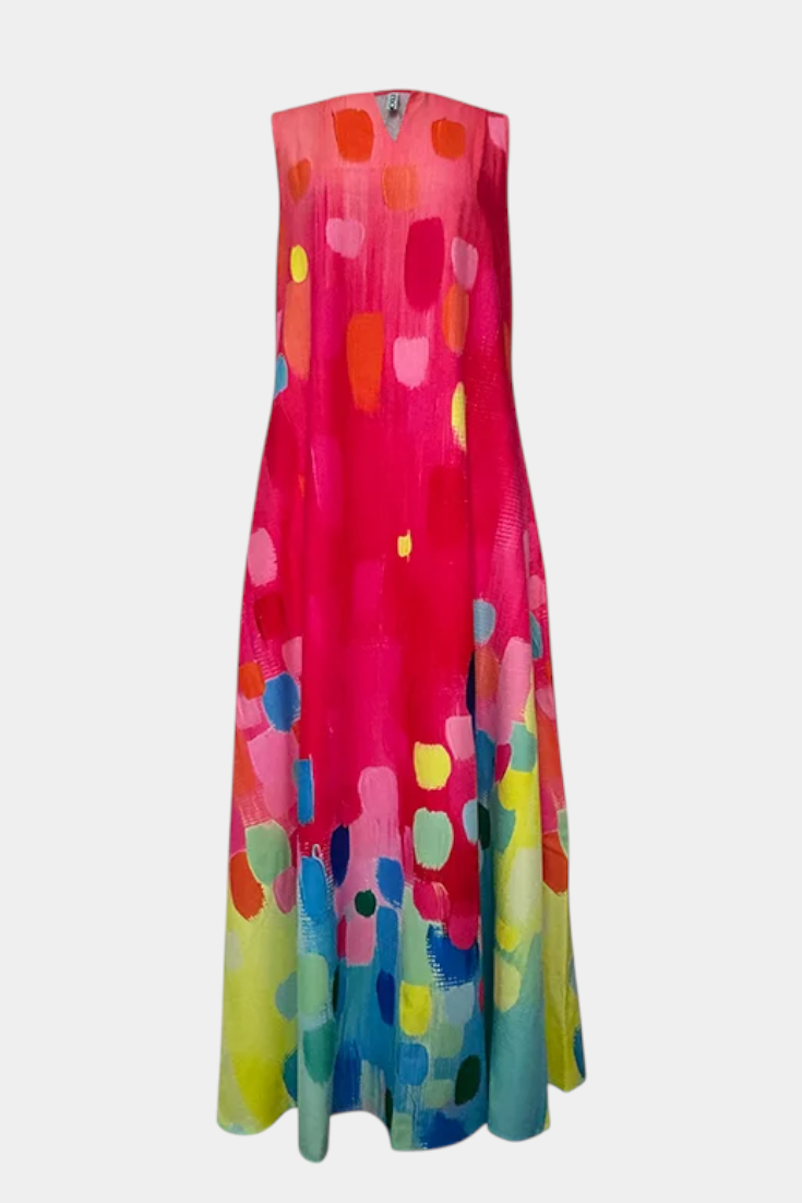 Enna Robe Longue Sans Manches à Imprimé Contrasté