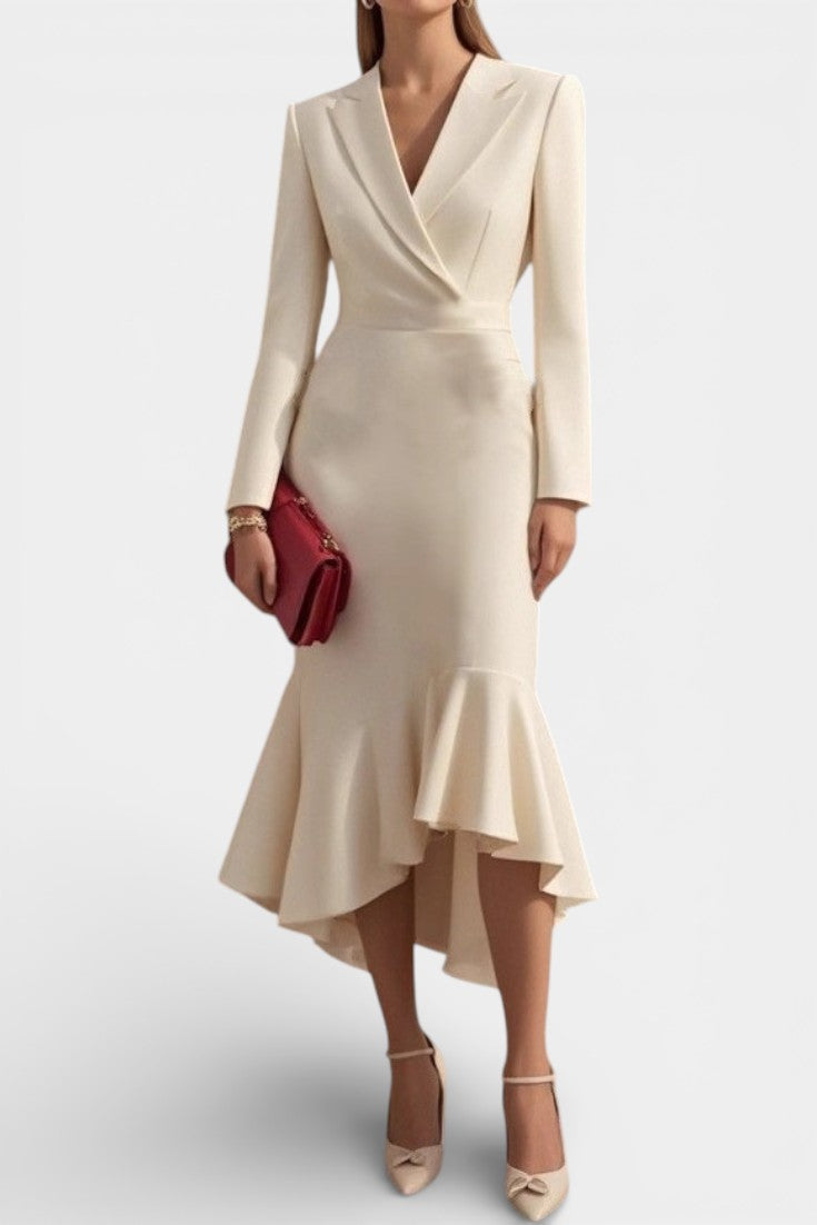 Lessie Robe Midi Tailleur à Volants Asymétriques