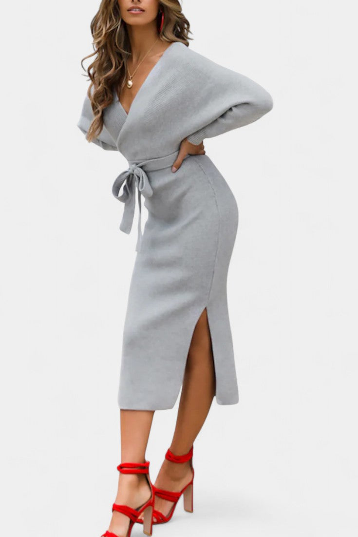 Coriselle Robe Pull Midi à Lacets et Dos Nu