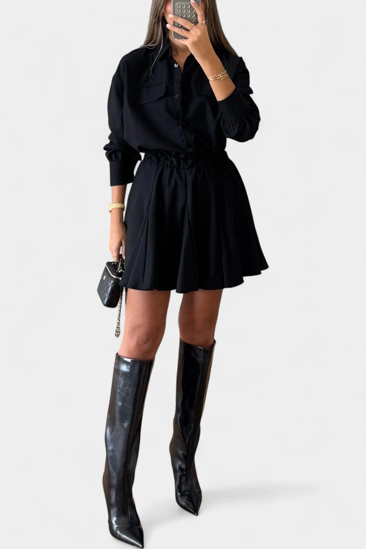 Rasine Robe Mini à Manches Longues et Silhouette Épurée
