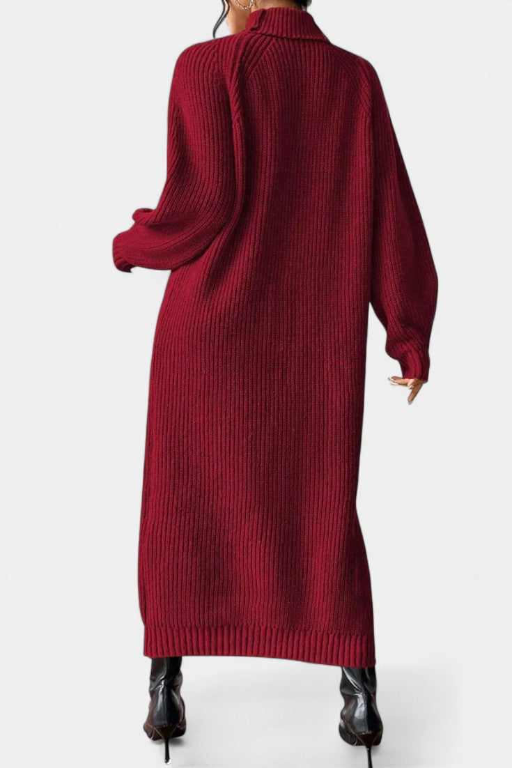 Liliriane Robe Pull Midi Tricotée à Col Roulé