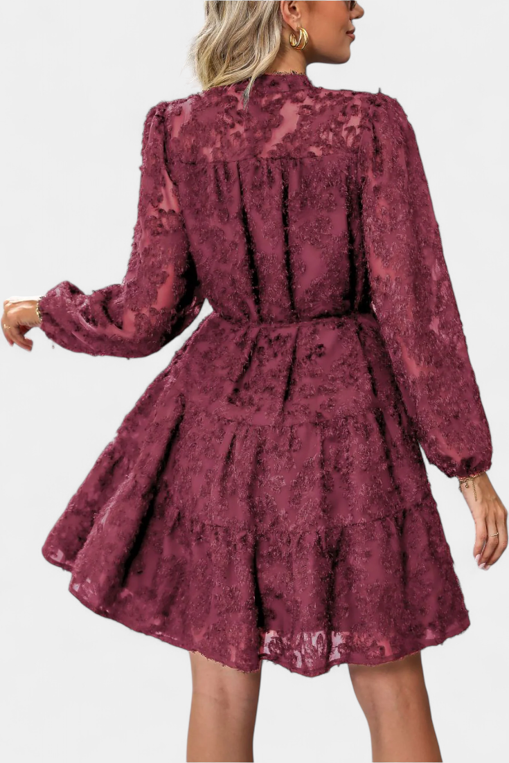 Soreia Robe à Manches Longues Texturées et Boutonnage Moderne