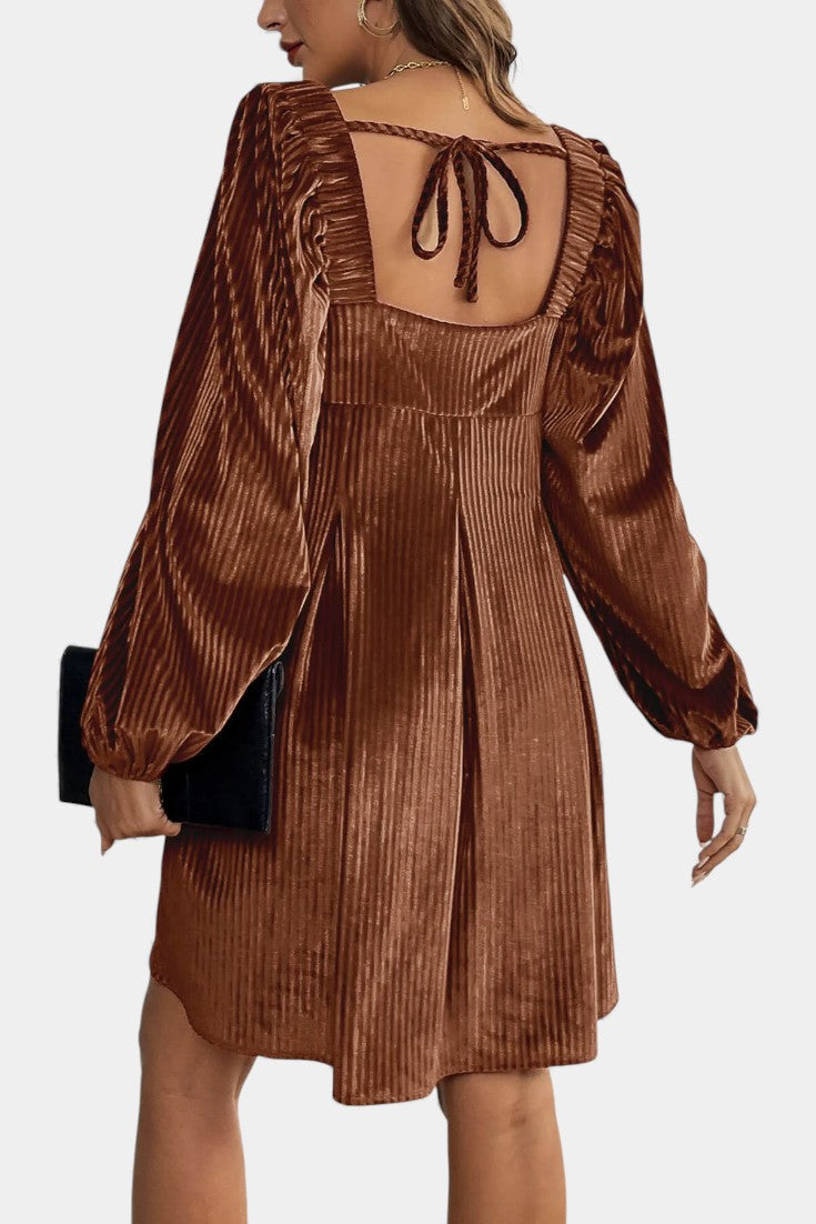 Adrenia Robe Midi en Velours Plissé