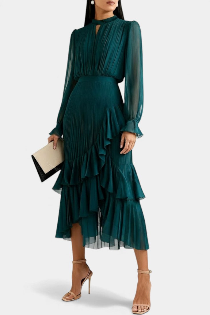 Graziella Robe Élégante Plissée à Volants