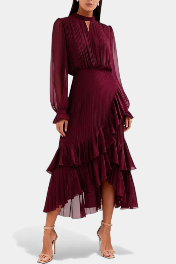 Graziella Robe Élégante Plissée à Volants