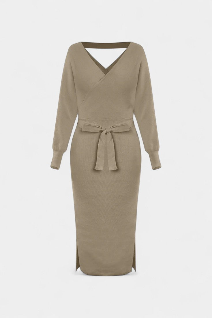Coriselle Robe Pull Midi à Lacets et Dos Nu