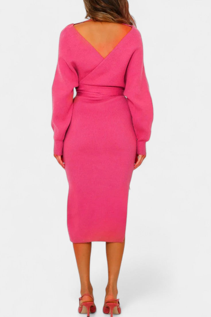 Coriselle Robe Pull Midi à Lacets et Dos Nu