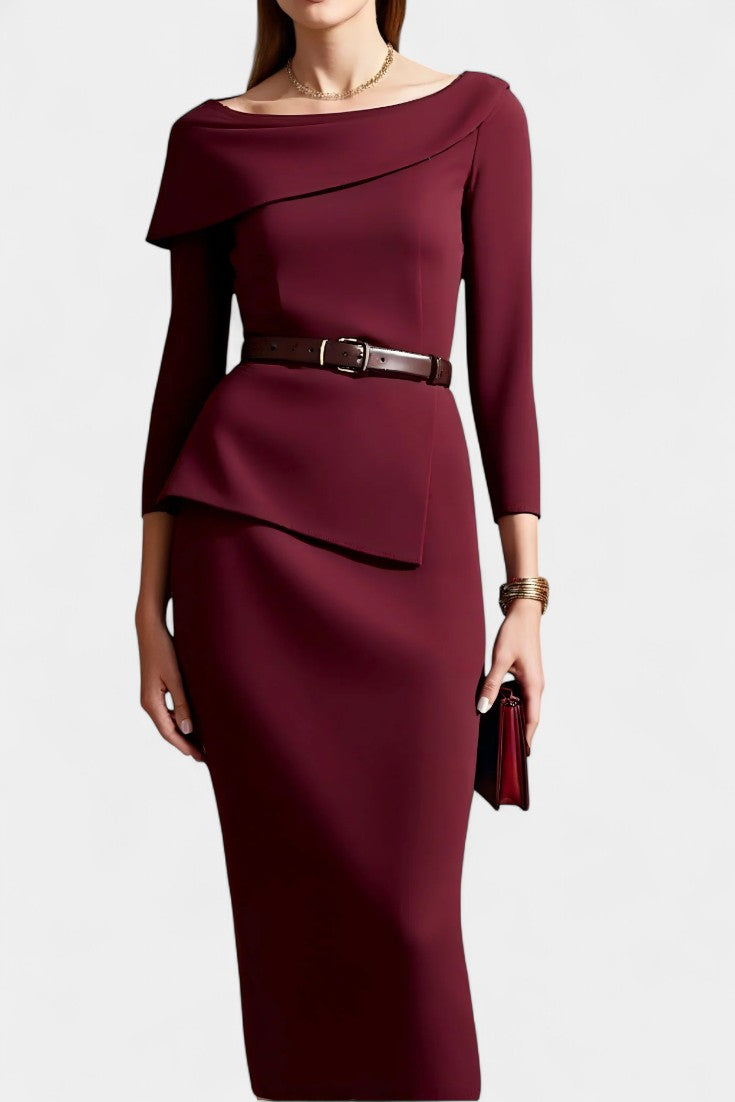 Joely Robe Croisée à Col Châle et Taille Ceinturée
