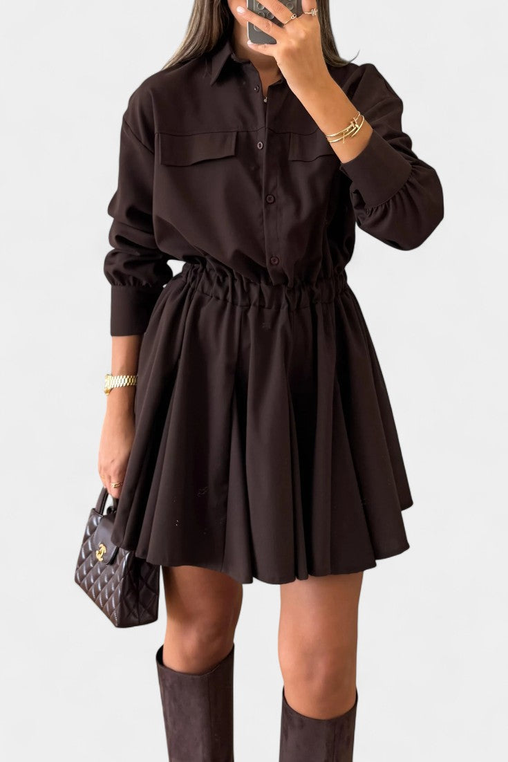Rasine Robe Mini à Manches Longues et Silhouette Épurée