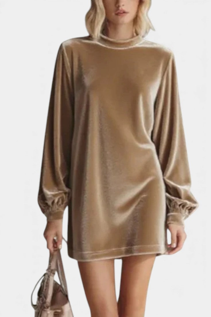 Badia Robe Mini Loose en Velours à Manches Longues