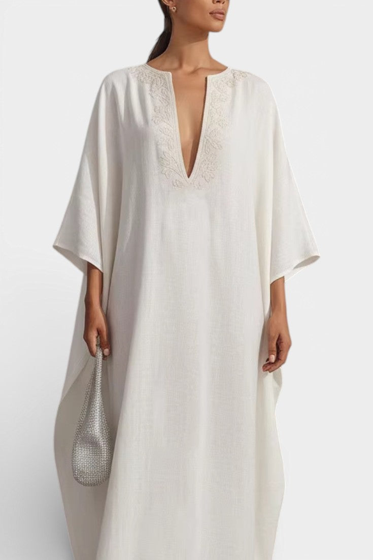 Ashira Robe Longue Fluide Imprimée à Décolleté en V