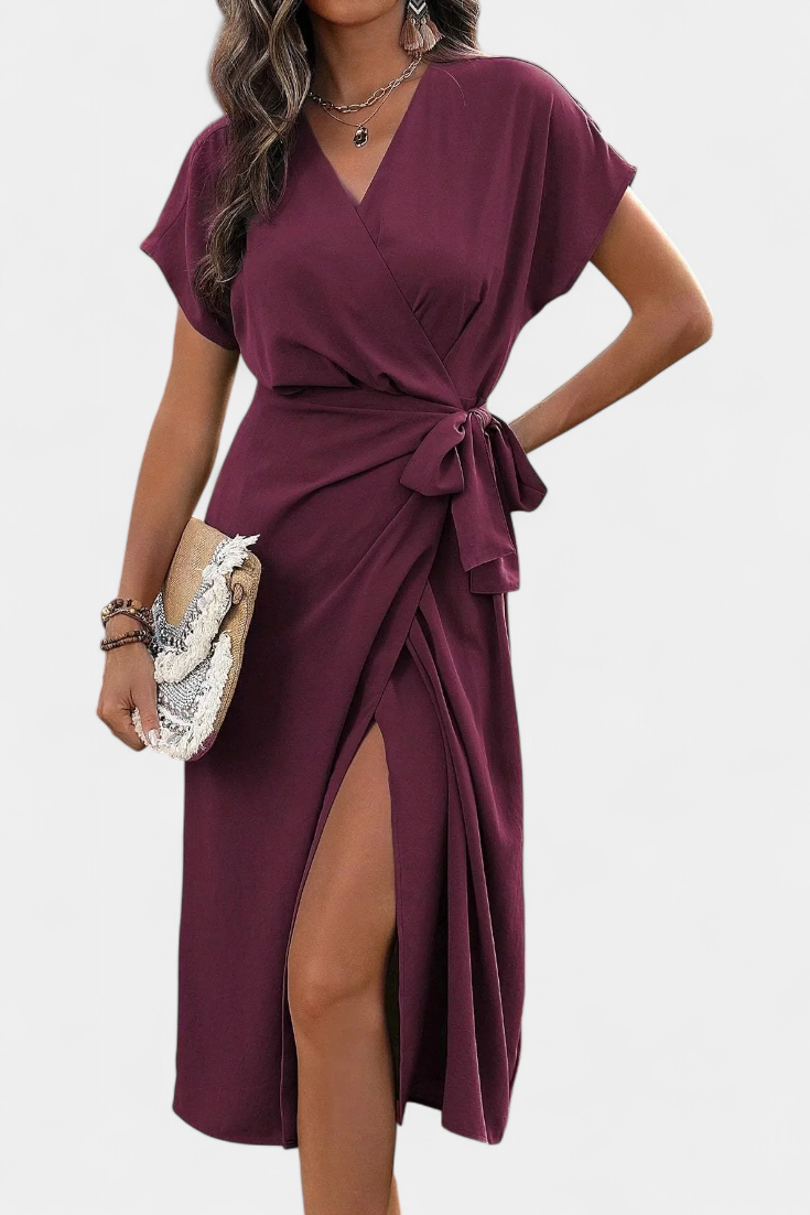 Begoña Robe Croisée à Ceinture Ajustable et Décolleté en V