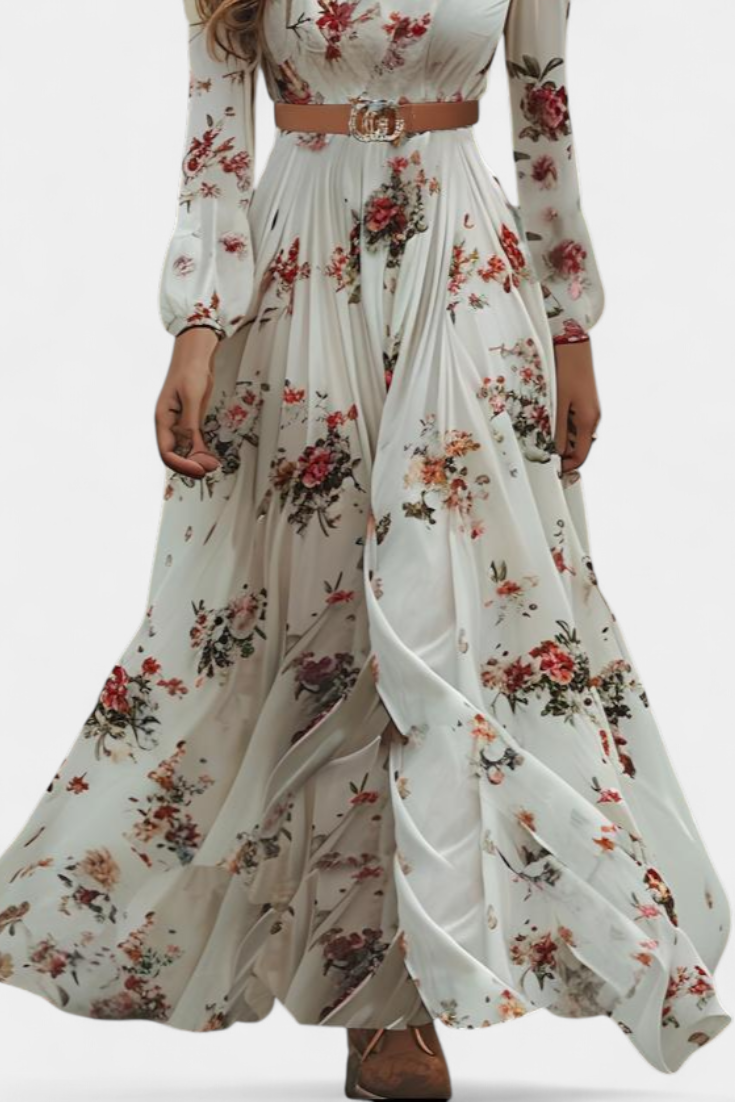 Amanda Robe Fluide à Imprimé Floral et Décolleté en V