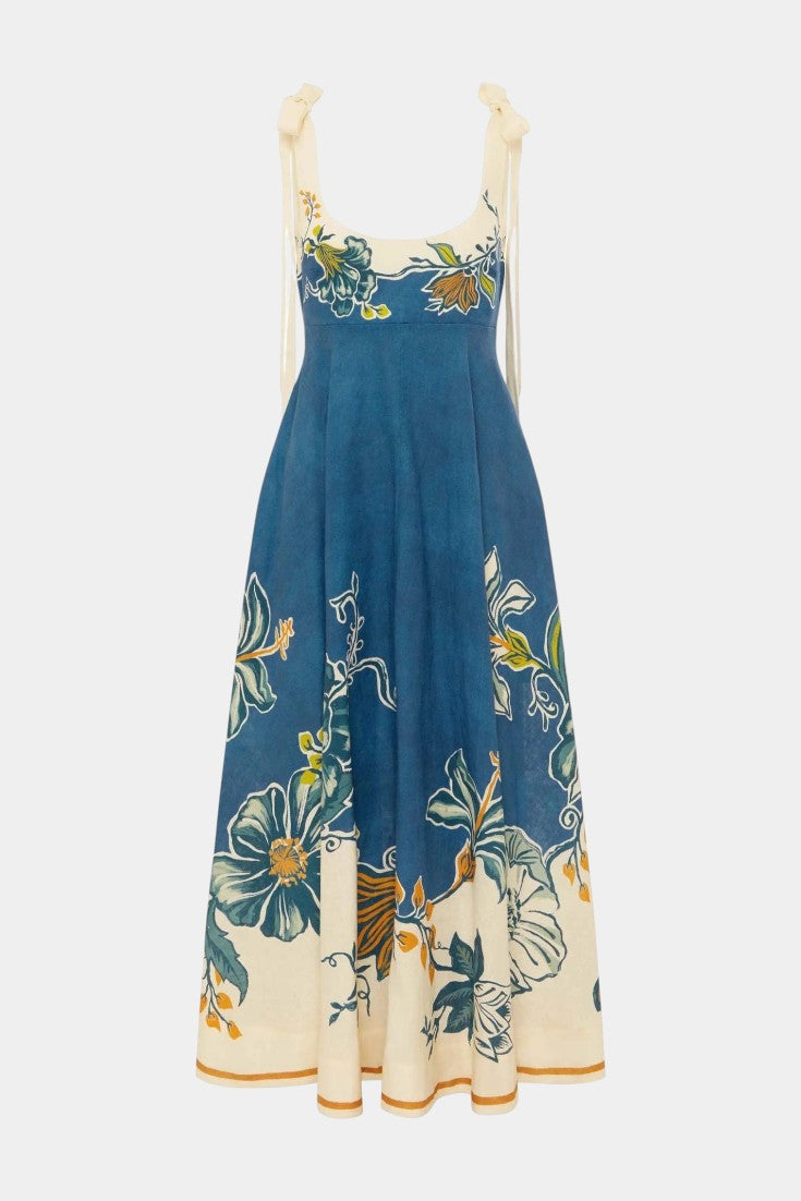 Liana Robe Longue Fleurie à Bretelles Nouées