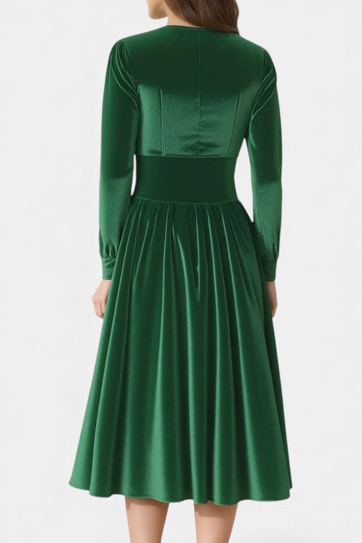 Cordélia Robe Midi de Noël en Velours à Encolure Carrée
