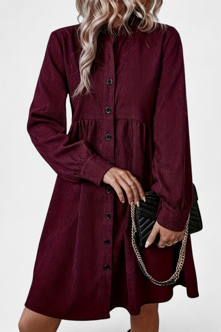 Zita Robe Chemise Midi à Col Montant