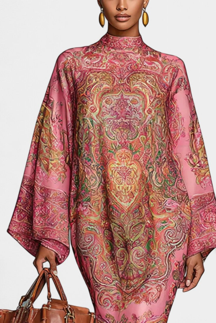 Flavia Robe Midi Ample à Imprimé Paisley Élégant