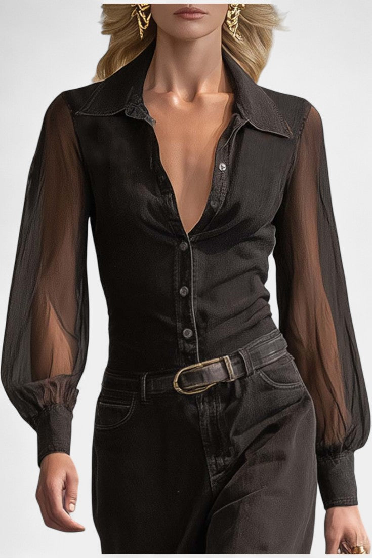 Placidia Robe Longue en Denim Noir à Boutons