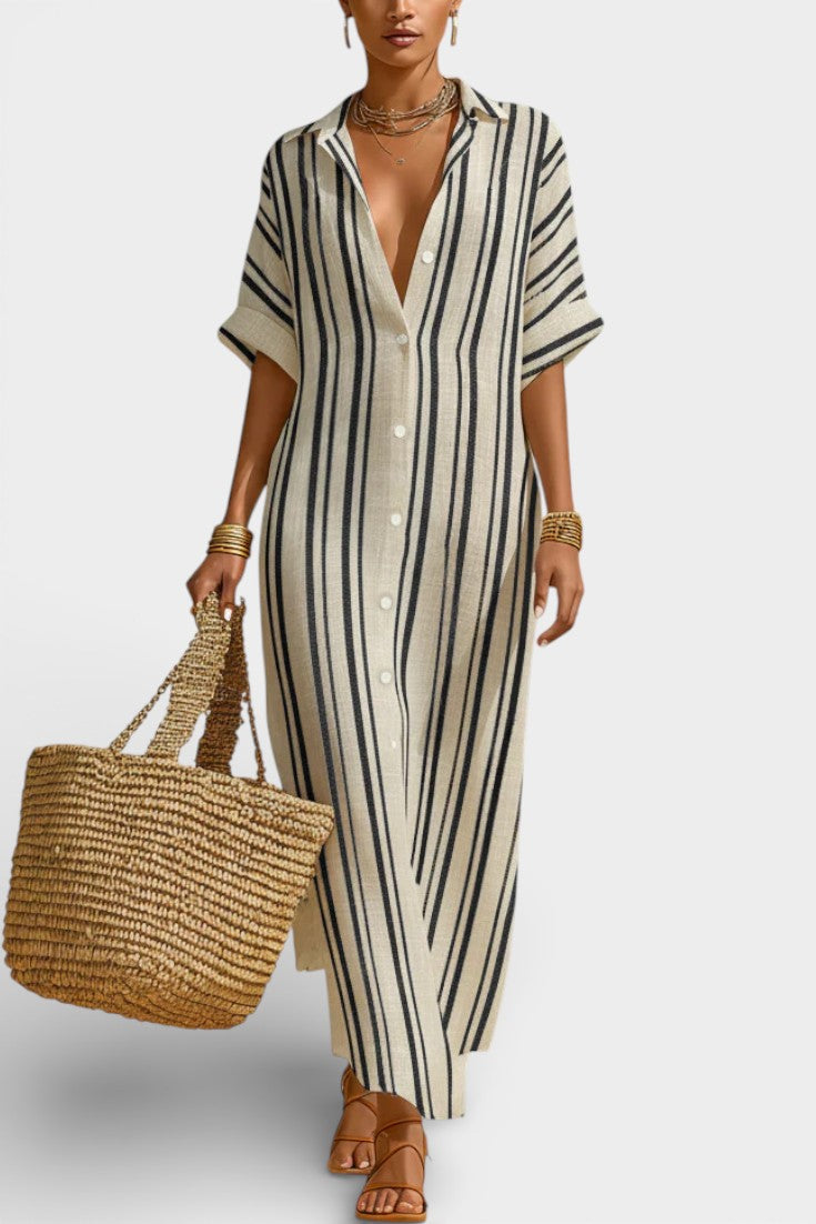 Carter Robe Longue Chemise Rayée Mélangé