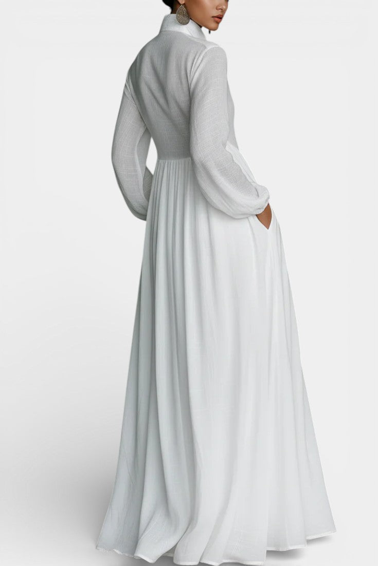Marilou Robe Longue Minimaliste en Coton Flammé à l’Allure Feutrée