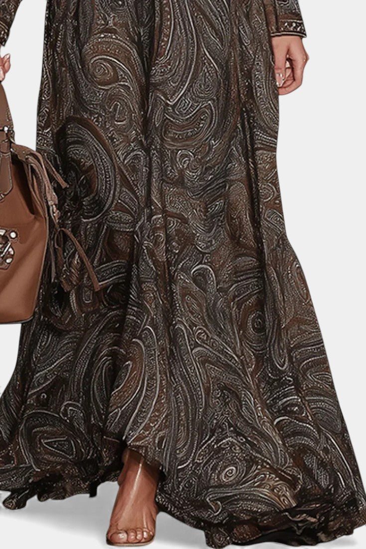 Clarysse Robe Maxi Vintage Paisley à Zip