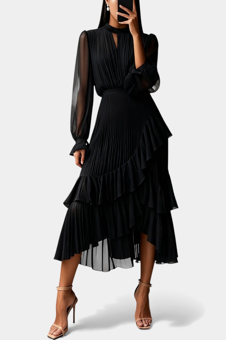 Graziella Robe Élégante Plissée à Volants