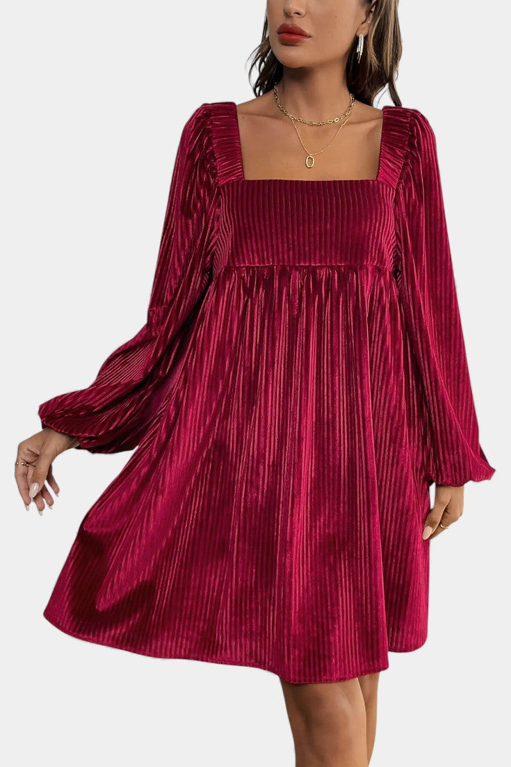 Adrenia Robe Midi en Velours Plissé