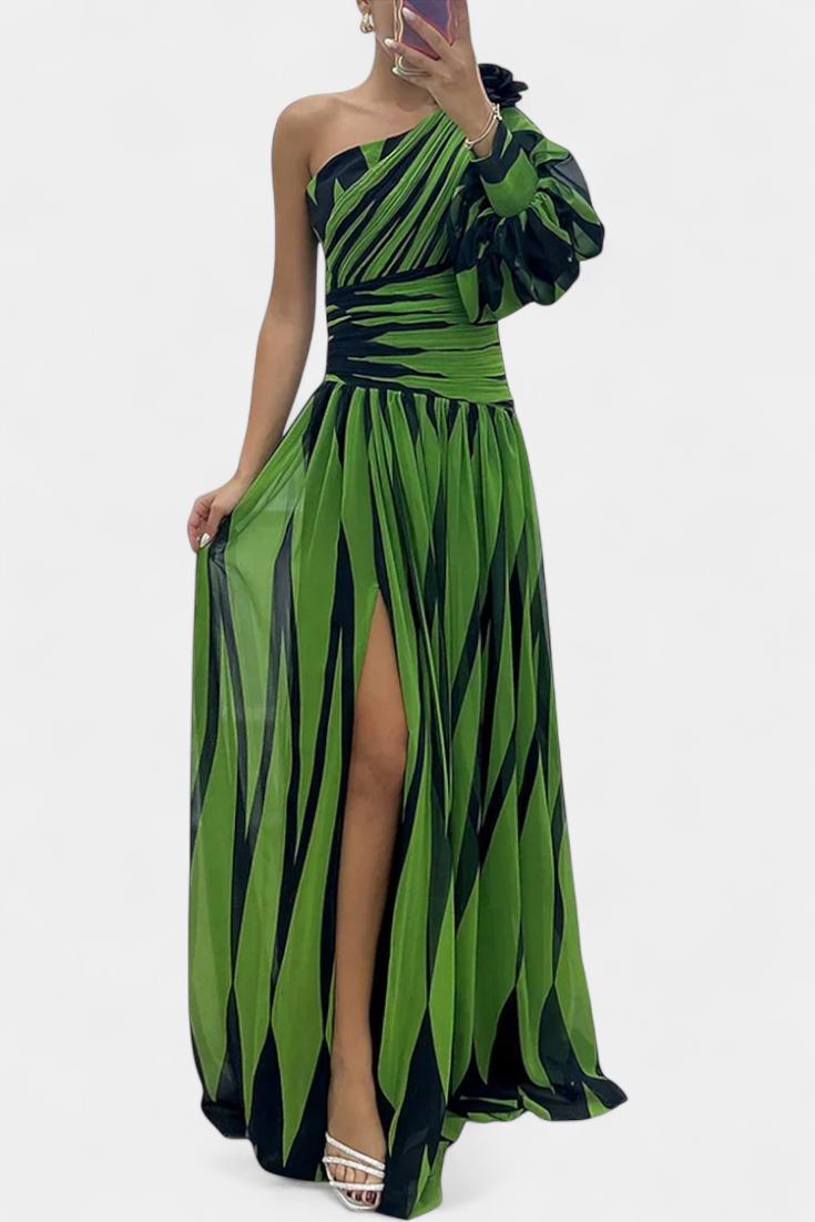 Bethania Robe Maxi Asymétrique à Rayures Élancées