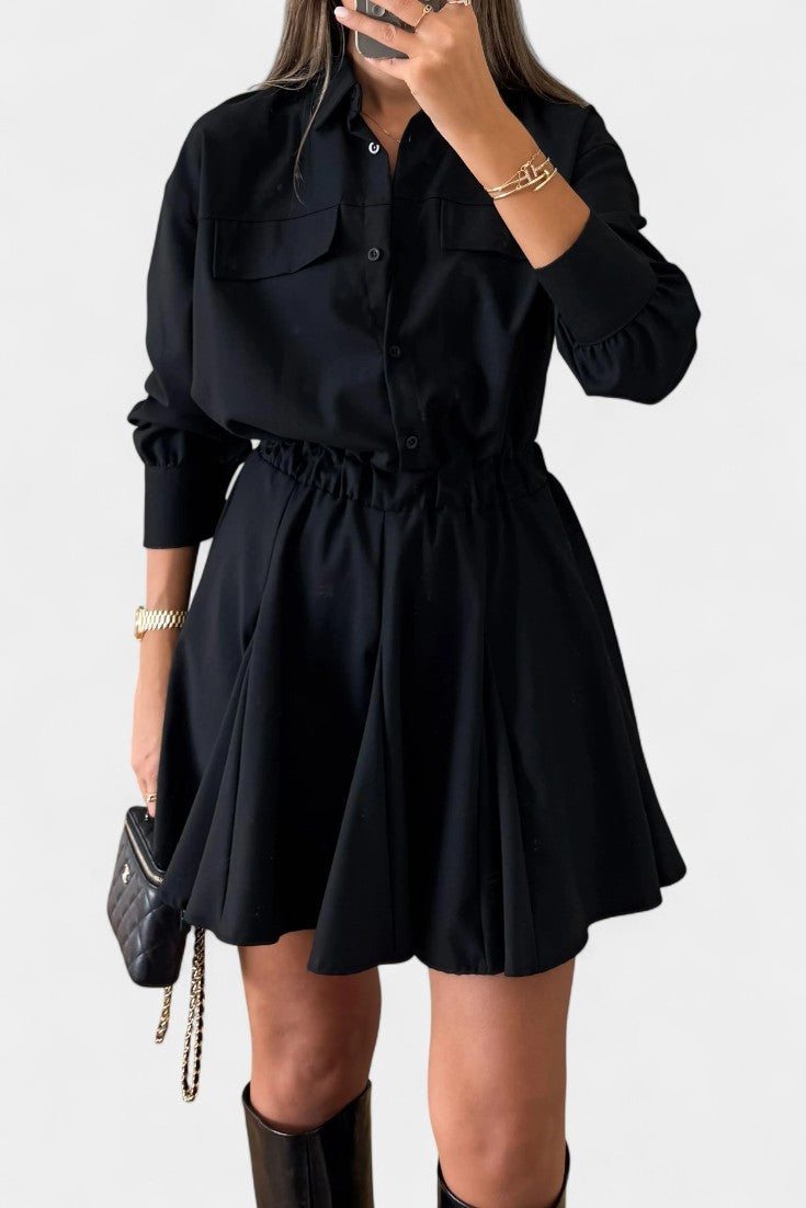 Rasine Robe Mini à Manches Longues et Silhouette Épurée