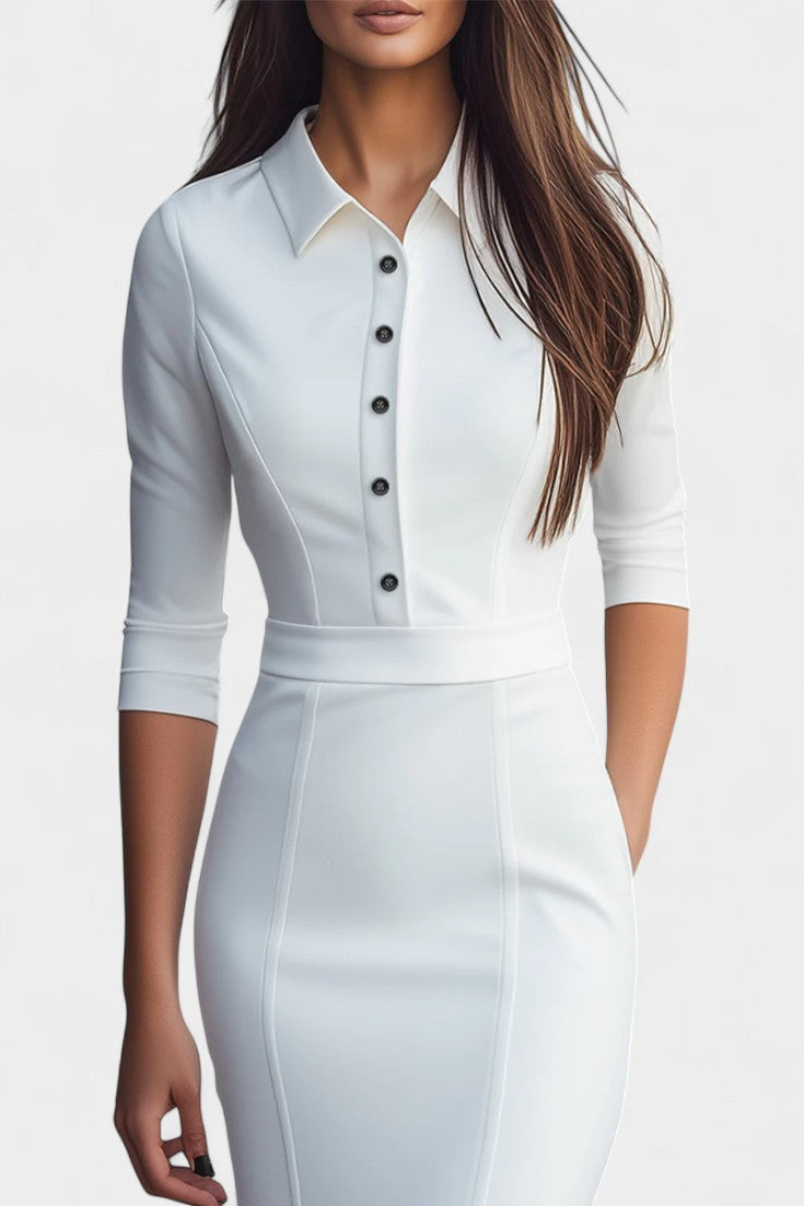 Iseline Robe Ajustée en Coton Mélangé à Détails Subtils
