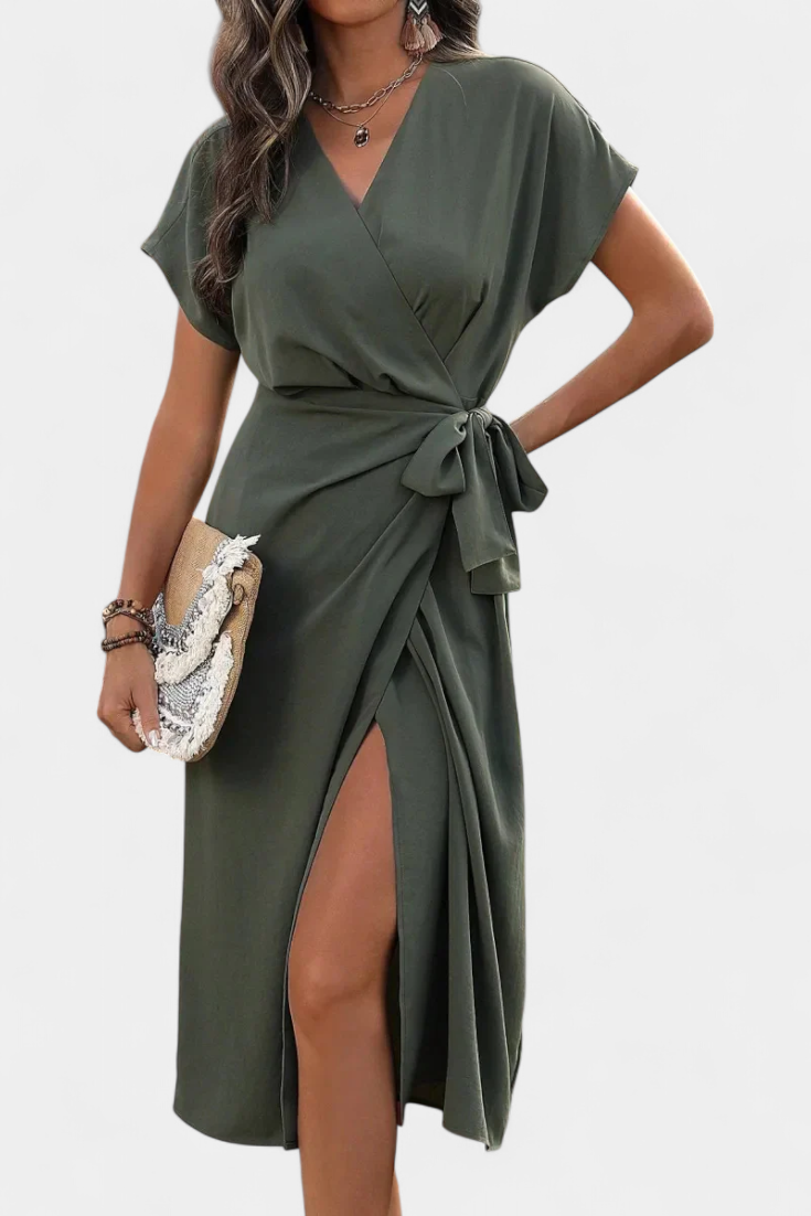 Begoña Robe Croisée à Ceinture Ajustable et Décolleté en V