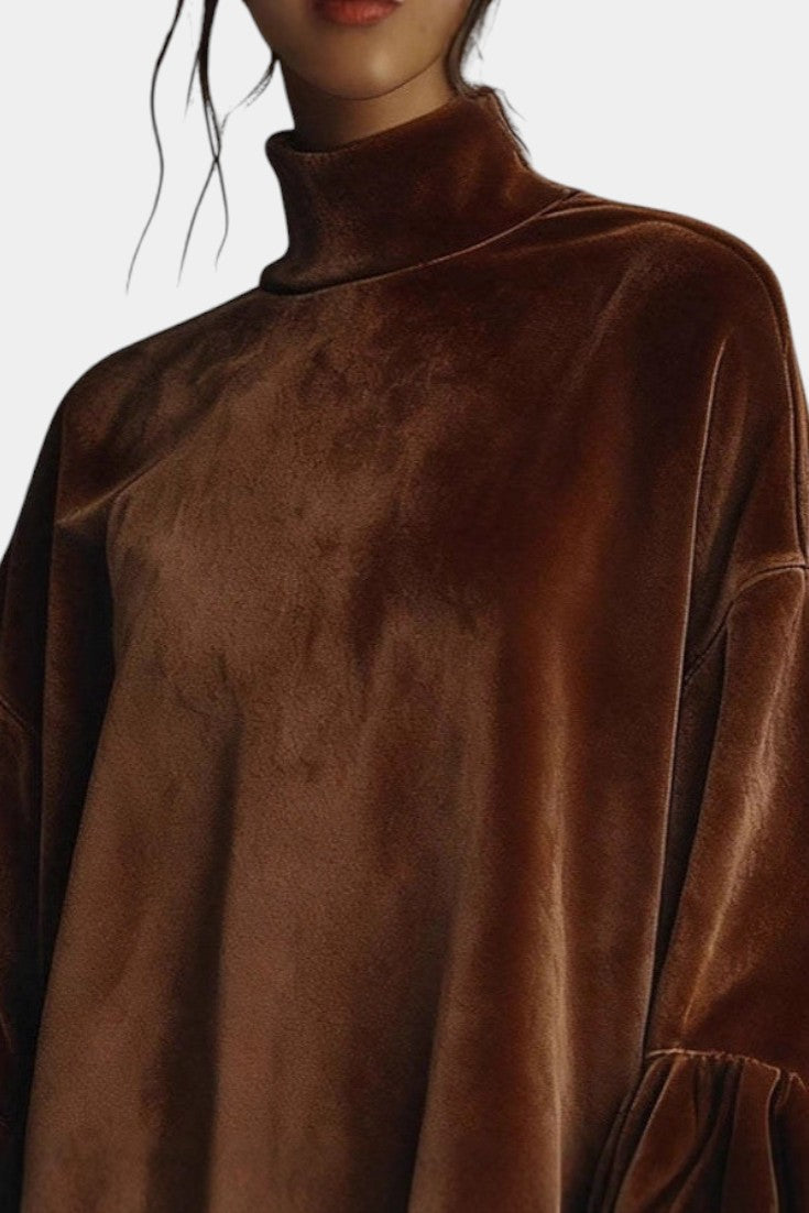 Brisélie Robe Mini en Velours avec Manches Volantes Léopard