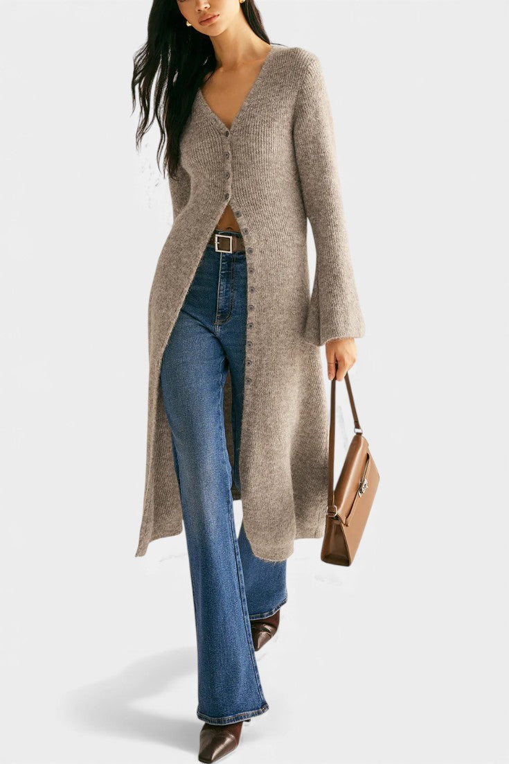 Dorénia Robe Pull Midi Décolleté V avec Fente