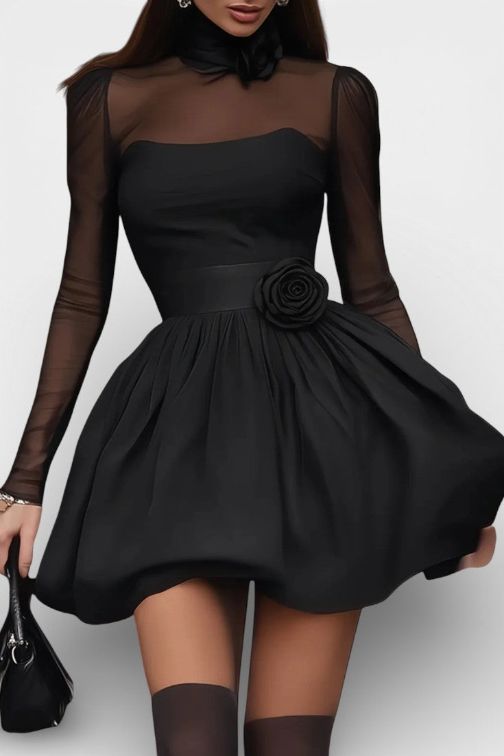 Pinkie Robe Courte à Jupe Bouffante en Tulle Noir
