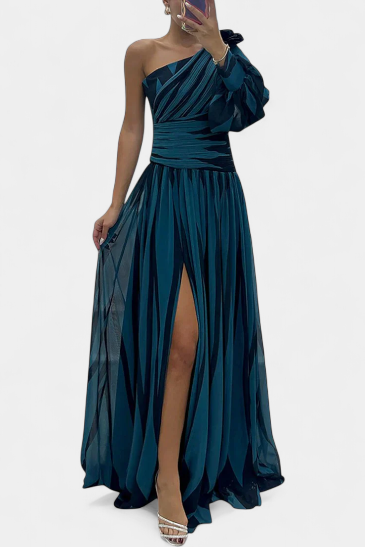 Bethania Robe Maxi Asymétrique à Rayures Élancées