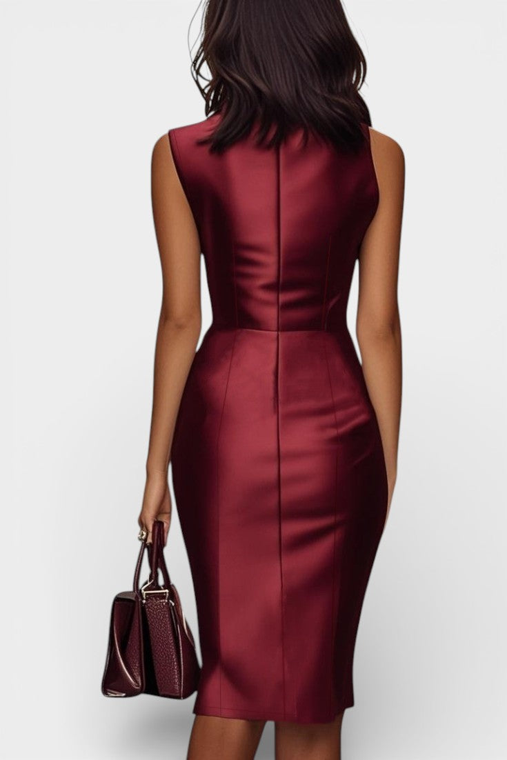 Ashanti Robe Fourreau Satinée Sans Manches
