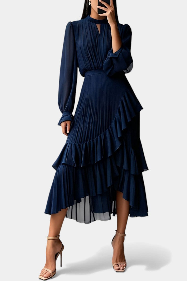 Graziella Robe Élégante Plissée à Volants