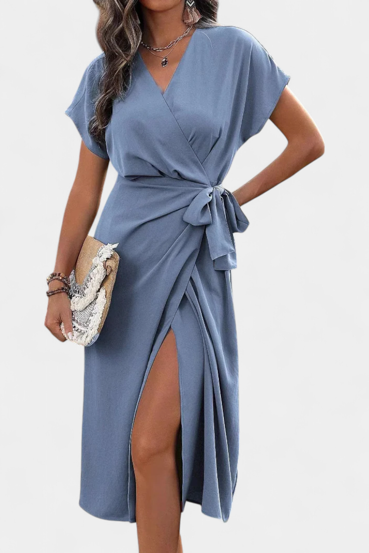 Begoña Robe Croisée à Ceinture Ajustable et Décolleté en V