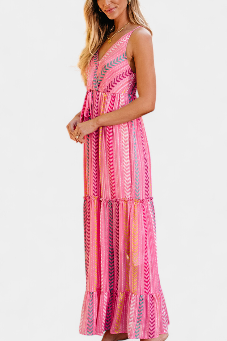 Asunción Robe Fluide à Décolleté Croisé et Volants Larges