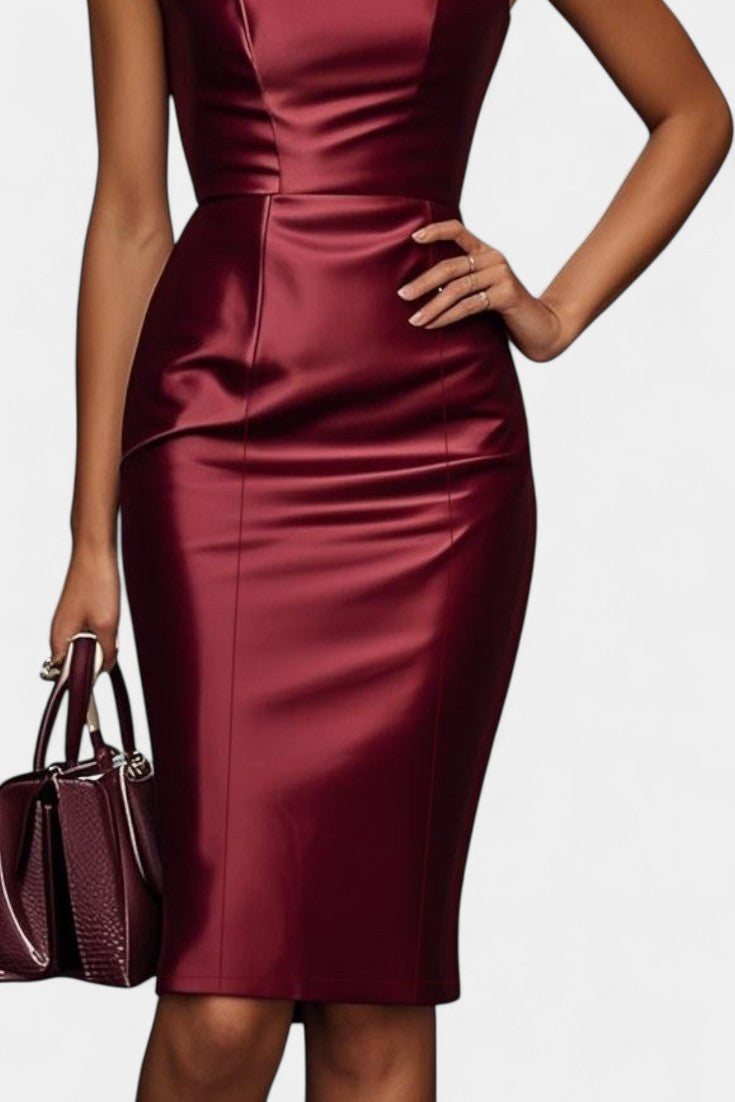 Ashanti Robe Fourreau Satinée Sans Manches