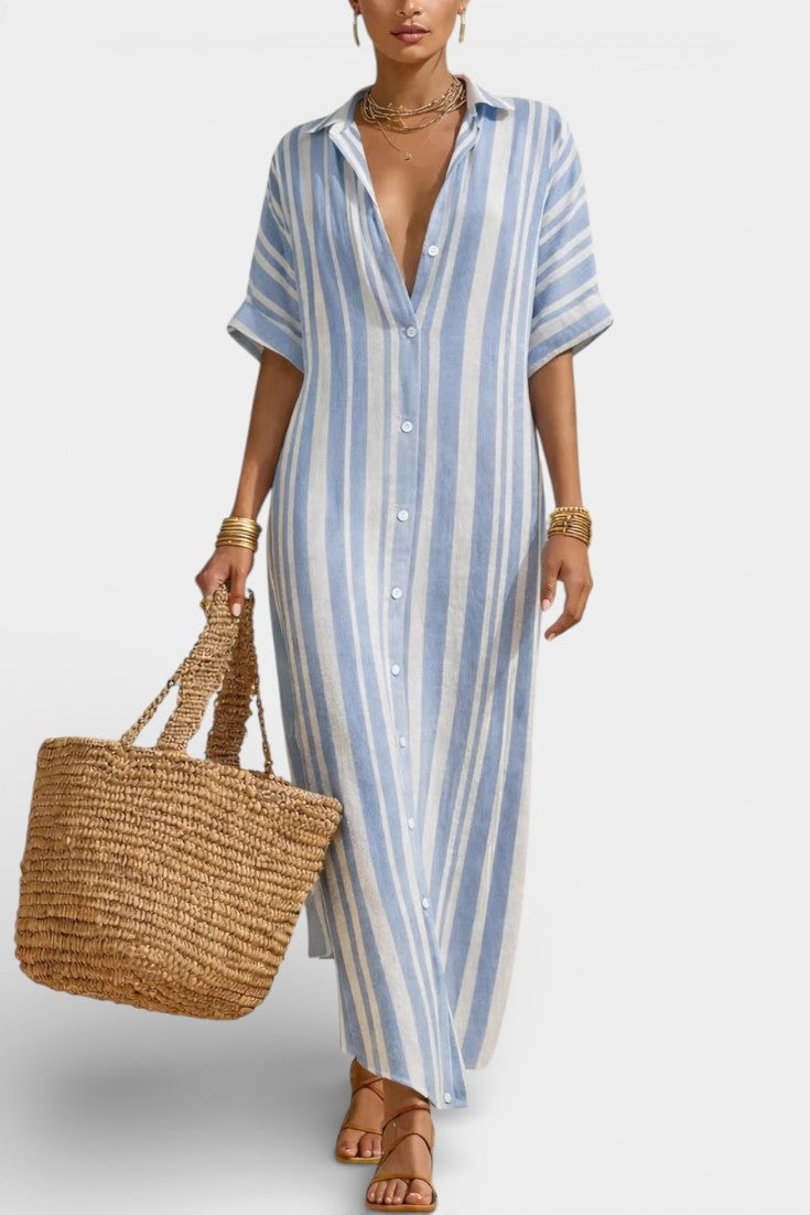 Carter Robe Longue Chemise Rayée Mélangé
