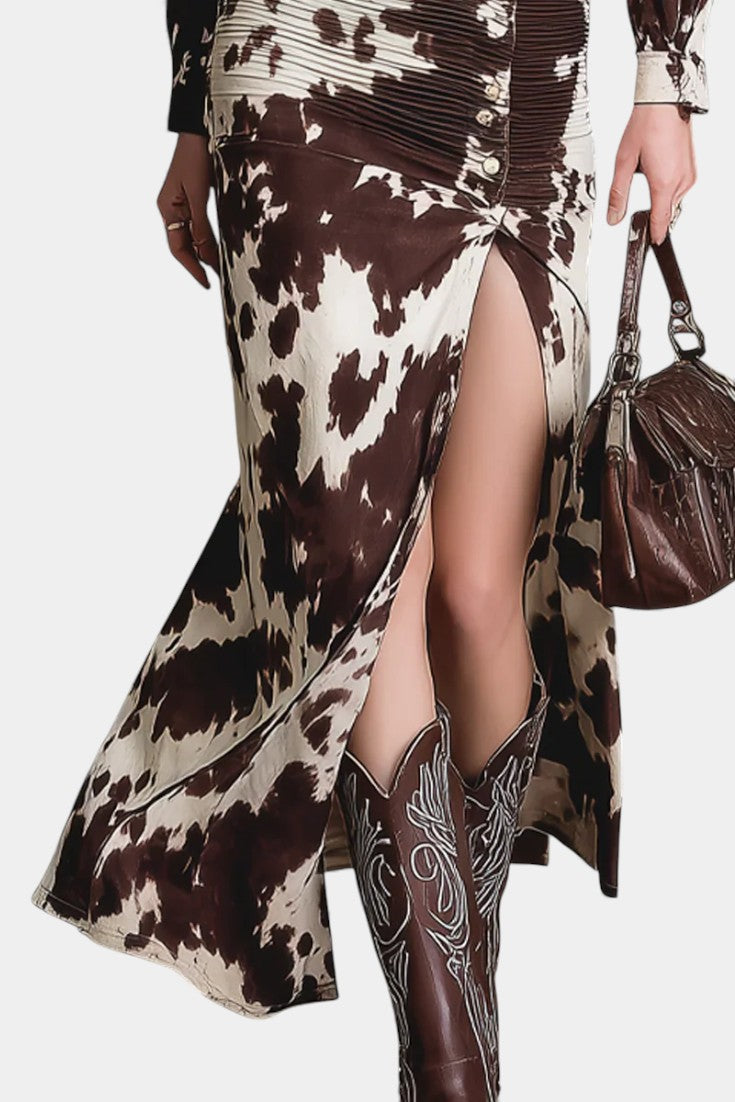 Maravillas Robe Longue Imprimée Vache Vintage
