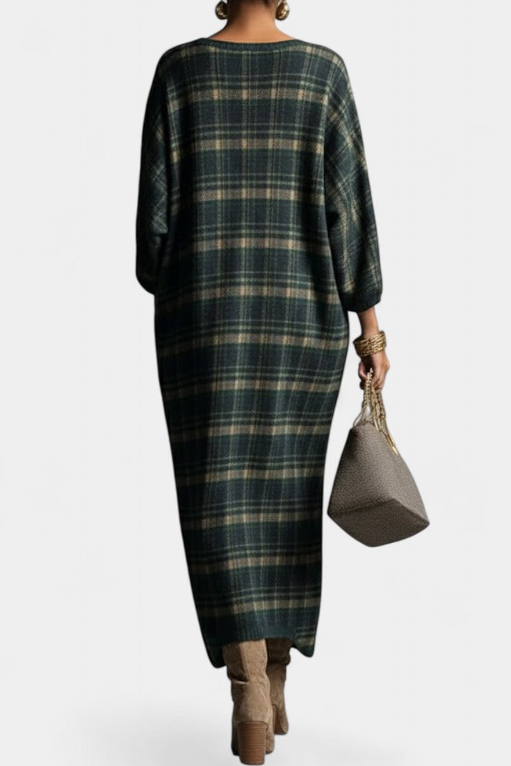 Sonia Robe Longue en Tricot à Carreaux