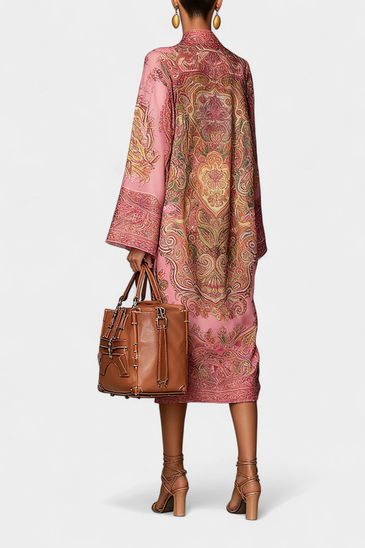 Flavia Robe Midi Ample à Imprimé Paisley Élégant