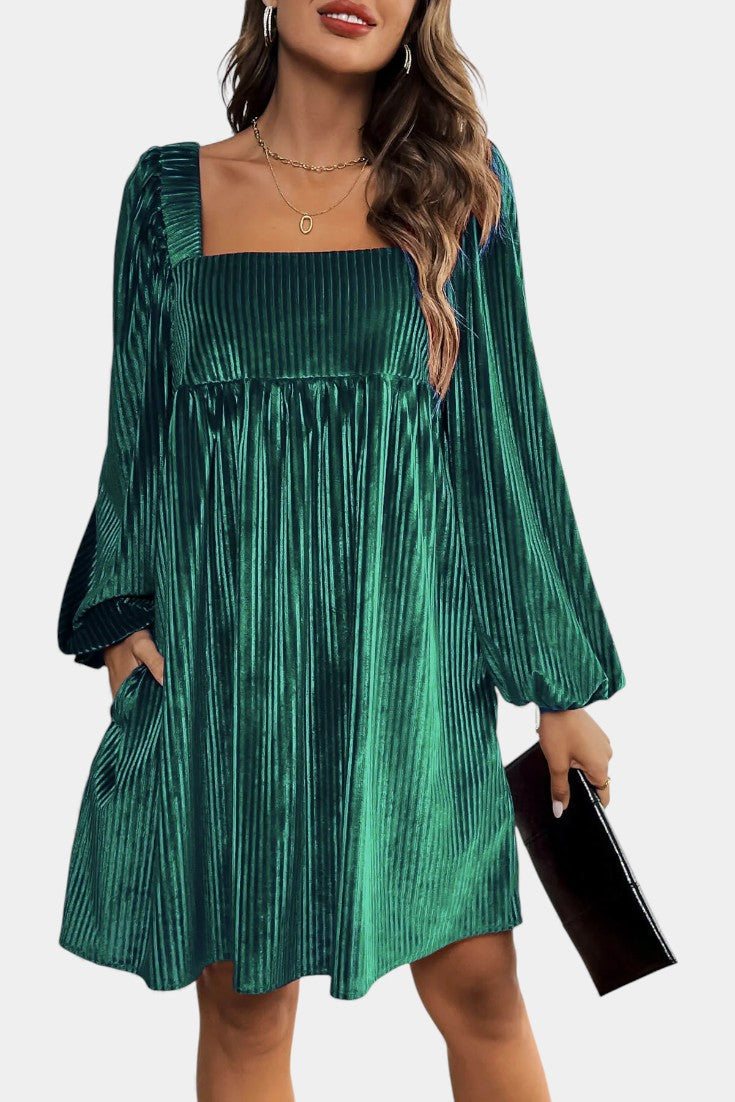 Adrenia Robe Midi en Velours Plissé