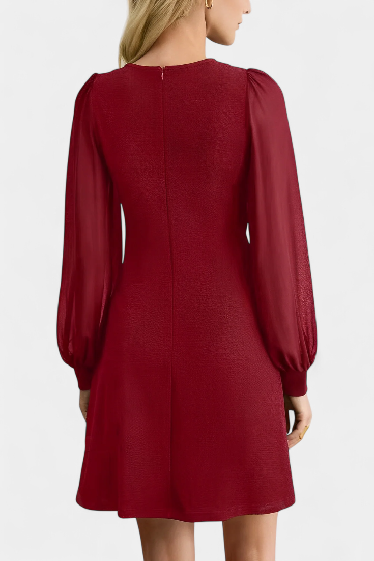 Jacequeline Robe A-Line Boutonnée à Manches Longues