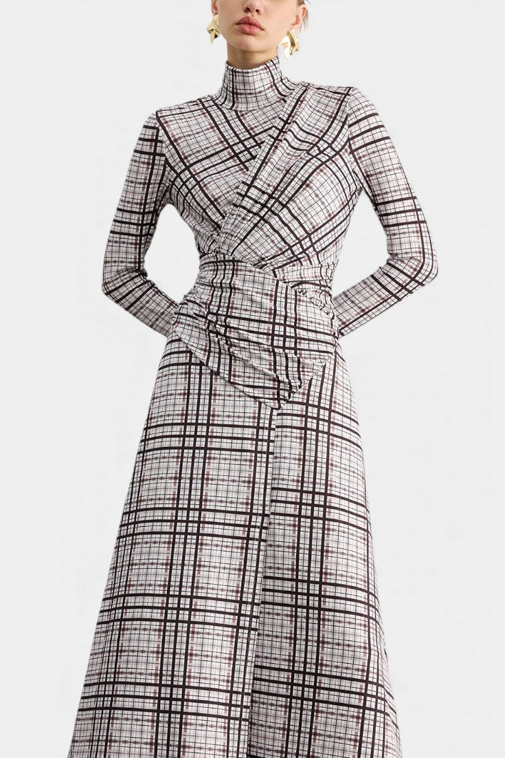 Velleda Robe Maxi à Col Montant et Manches Longues Vérifiée