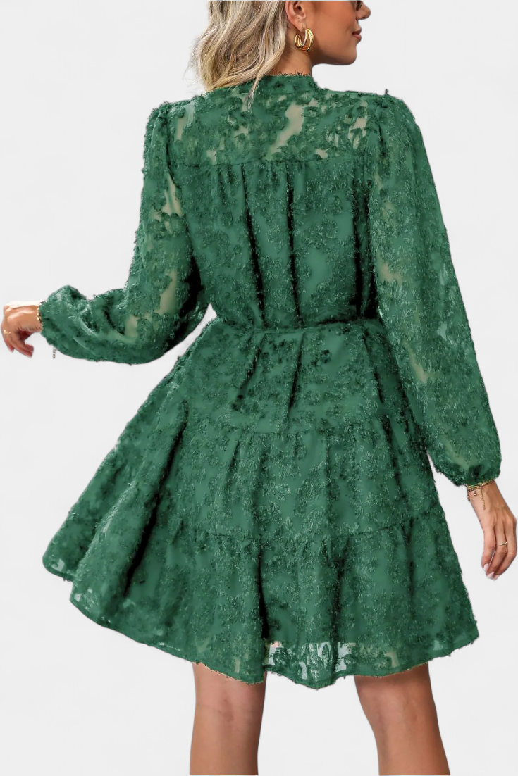 Soreia Robe à Manches Longues Texturées et Boutonnage Moderne