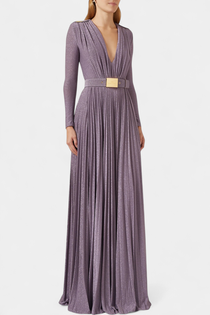 Raisa Robe Longue à Décolleté en V et Taille Ceinturée